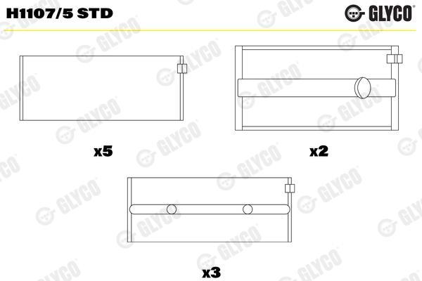 Coussinet de vilebrequin GLYCO ref. H1107/5 STD