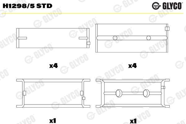Coussinet de vilebrequin GLYCO ref. H1298/5 STD