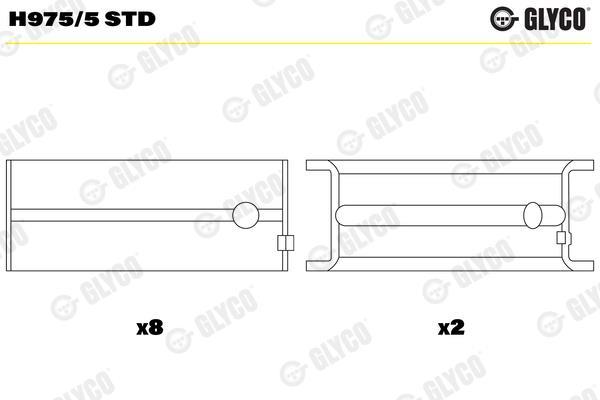 Coussinet de vilebrequin GLYCO ref. H975/5 STD