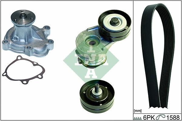 Pompe à eau+Jeu de courroie trapézoïdale à nervures (Pompe à eau et courroie accessoires) Schaeffler INA 529 0056 30