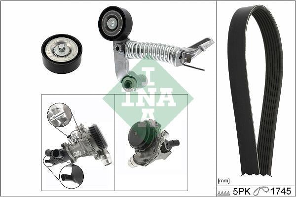 Pompe à eau+Jeu de courroie trapézoïdale à nervures (Pompe à eau et courroie accessoires) Schaeffler INA 529 0319 30