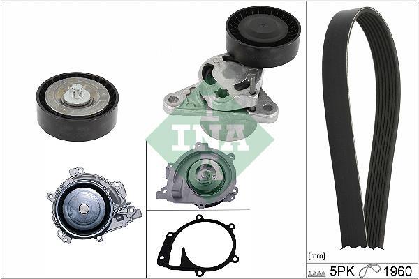 Pompe à eau+Jeu de courroie trapézoïdale à nervures (Pompe à eau et courroie accessoires) Schaeffler INA 529 0487 30