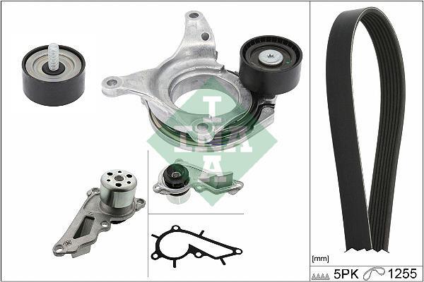Pompe à eau+Jeu de courroie trapézoïdale à nervures (Pompe à eau et courroie accessoires) Schaeffler INA 529 0544 30