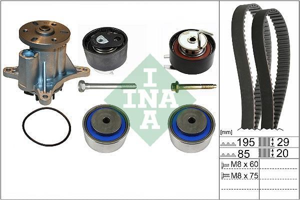 Pompe à eau + kit de courroie de distribution (Kit courroie de distribution) Schaeffler INA ref. 530 0764 30