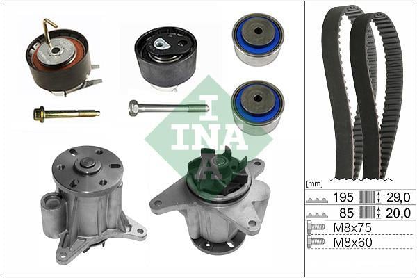 Pompe à eau + kit de courroie de distribution (Kit courroie de distribution) Schaeffler INA ref. 530 0764 31