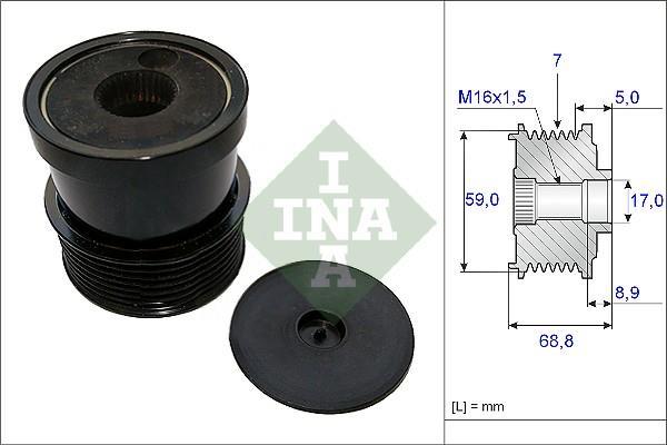 Poulie roue libre, alternateur (Poulie débrayable d'alternateur) Schaeffler INA 535 0070 30
