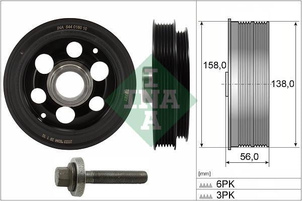 Kit poleas, cigüeñal (Rueda libre, cigüeñal) Schaeffler INA ref. 544 0180 20