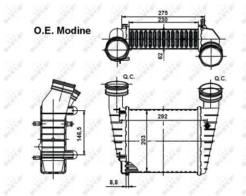 Intercooler, échangeur (Refroidisseur d'air) NRF B.V. ref. 30138