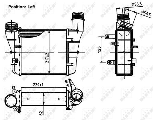 Intercooler, échangeur (Refroidisseur d'air) NRF B.V. ref. 30251