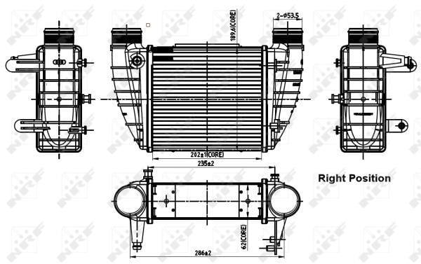 Intercooler, échangeur (Refroidisseur d'air) NRF B.V. ref. 30252