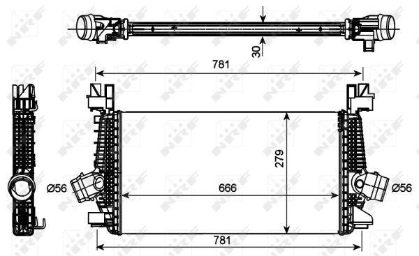Intercooler, échangeur (Refroidisseur d'air) NRF B.V. ref. 30270