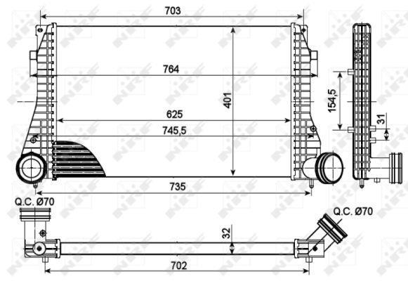 Intercooler, échangeur (Refroidisseur d'air) NRF B.V. 30290