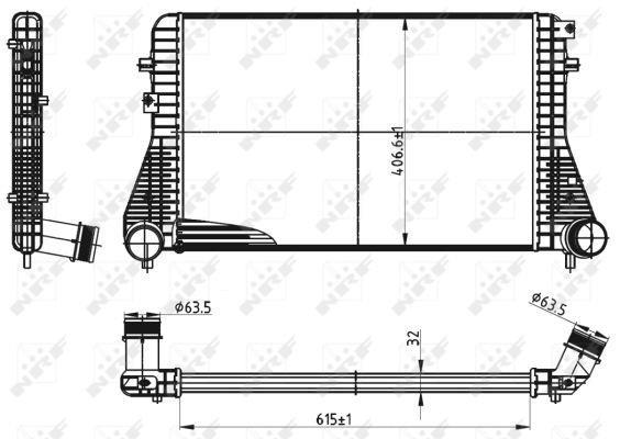 Intercooler, échangeur (Refroidisseur d'air) NRF B.V. ref. 30316