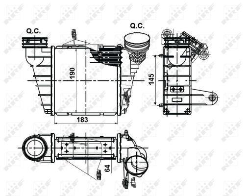 Intercooler, échangeur (Refroidisseur d'air) NRF B.V. ref. 30476