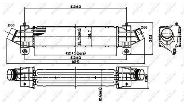 Intercooler, échangeur (Refroidisseur d'air) NRF B.V. ref. 30840