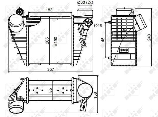 Intercooler, échangeur (Refroidisseur d'air) NRF B.V. ref. 30847