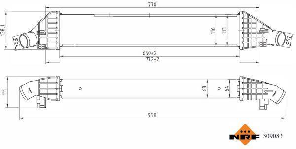 Radiador de admisión, intercooler NRF B.V. ref. 309083