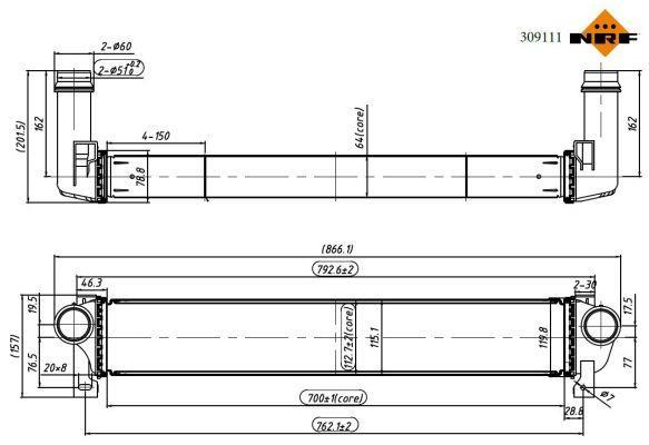 Radiador de admisión, intercooler NRF B.V. ref. 309111