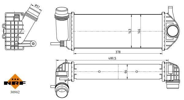 Radiador de admisión, intercooler NRF B.V. ref. 30962