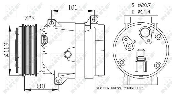 Compresseur, climatisation NRF B.V. ref. 32481