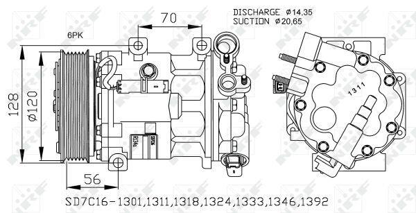 Compresseur, climatisation NRF B.V. ref. 32682