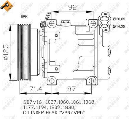 Compresseur, climatisation NRF B.V. ref. 32742