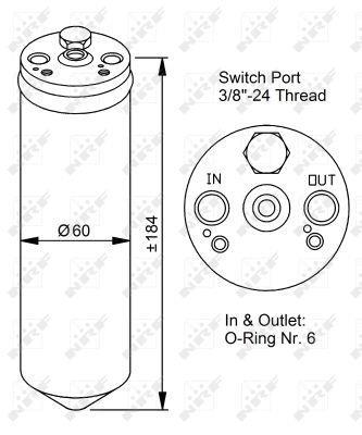 Filtre déshydrateur du circuit de climatisation NRF B.V. ref. 33028