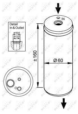 Filtre déshydrateur du circuit de climatisation NRF B.V. ref. 33114