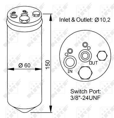 Filtre déshydrateur du circuit de climatisation NRF B.V. ref. 33137