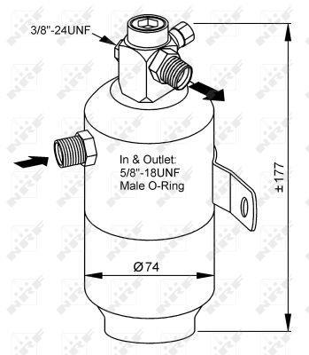 Filtre déshydrateur du circuit de climatisation NRF B.V. ref. 33170