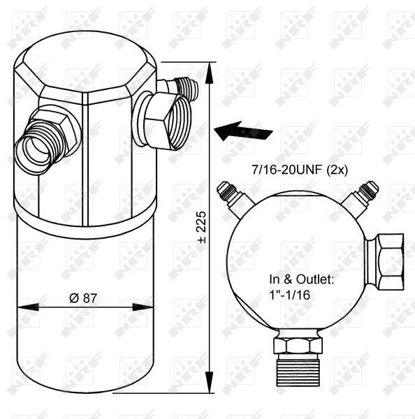 Filtre déshydrateur du circuit de climatisation NRF B.V. ref. 33175