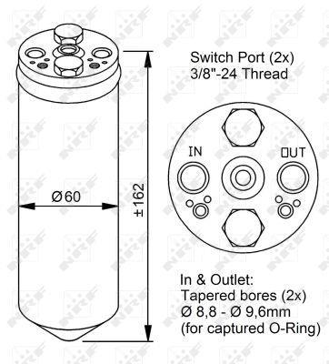 Filtre déshydrateur du circuit de climatisation NRF B.V. ref. 33183