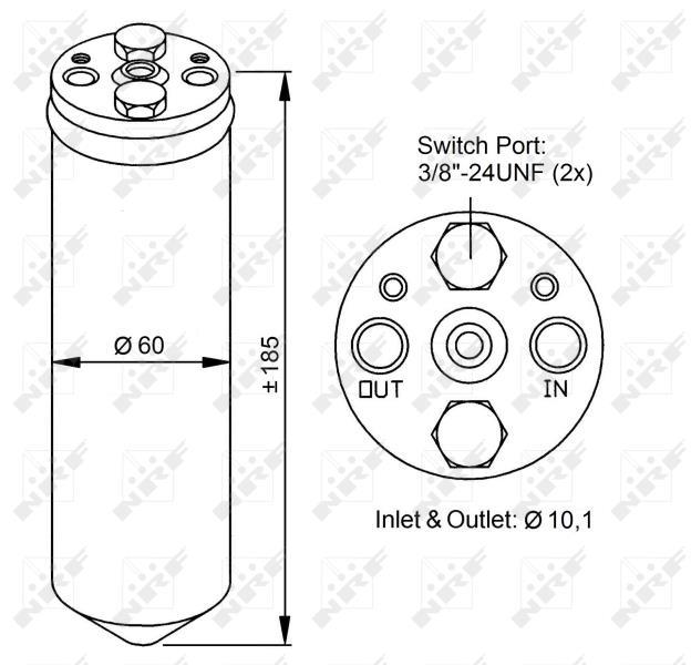 Filtre déshydrateur du circuit de climatisation NRF B.V. ref. 33184