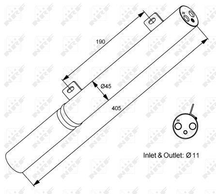 Filtre déshydrateur du circuit de climatisation NRF B.V. ref. 33196