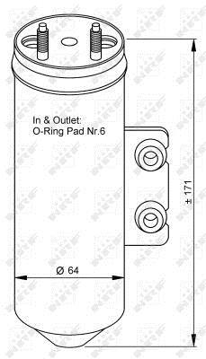 Filtre déshydrateur du circuit de climatisation NRF B.V. ref. 33198