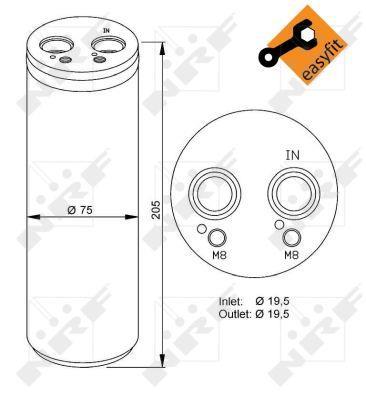 Filtre déshydrateur du circuit de climatisation NRF B.V. ref. 33204