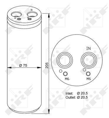 Filtre déshydrateur du circuit de climatisation NRF B.V. ref. 33205