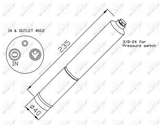 Filtre déshydrateur du circuit de climatisation NRF B.V. ref. 33224