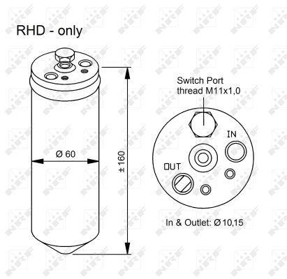 Filtre déshydrateur du circuit de climatisation NRF B.V. ref. 33320