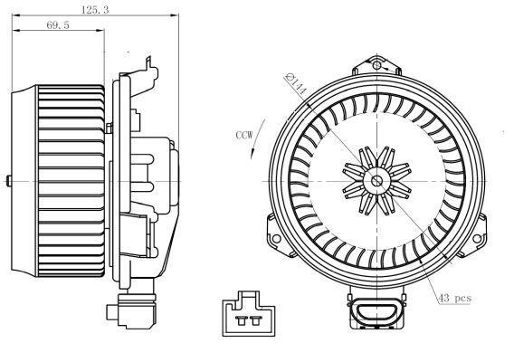 Pulseur d'air habitacle (Ventilateur habitacle) NRF B.V. 34268