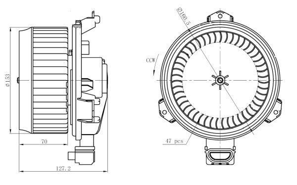 Pulseur d'air habitacle (Ventilateur habitacle) NRF B.V. 34277