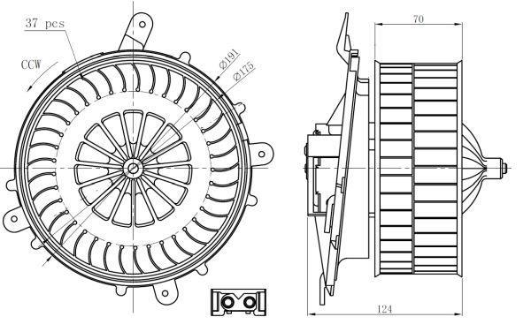 Pulseur d'air habitacle (Ventilateur habitacle) NRF B.V. ref. 34278