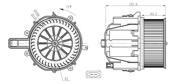 Pulseur d'air habitacle (Ventilateur habitacle) NRF B.V. ref. 34285