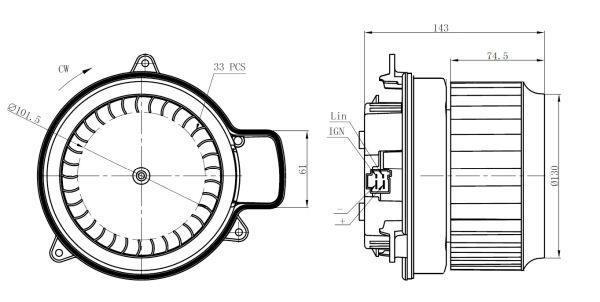 Pulseur d'air habitacle (Ventilateur habitacle) NRF B.V. 34287
