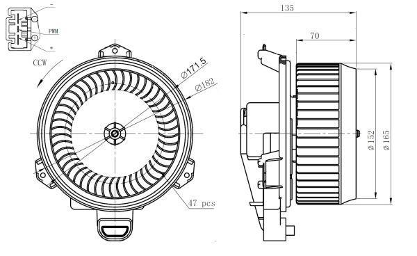 Pulseur d'air habitacle (Ventilateur habitacle) NRF B.V. ref. 34289