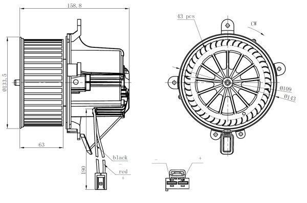 Pulseur d'air habitacle (Ventilateur habitacle) NRF B.V. 34295