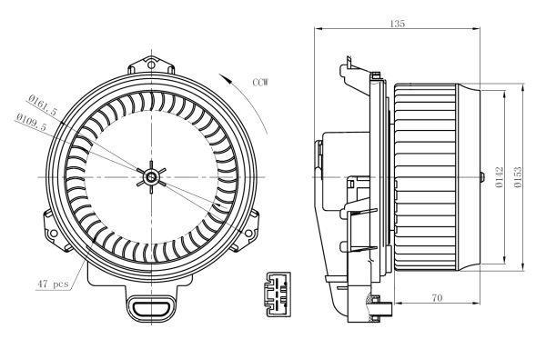 Pulseur d'air habitacle (Ventilateur habitacle) NRF B.V. 34296