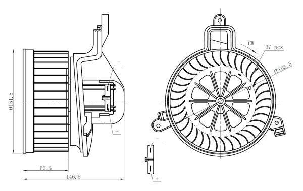 Pulseur d'air habitacle (Ventilateur habitacle) NRF B.V. 34299