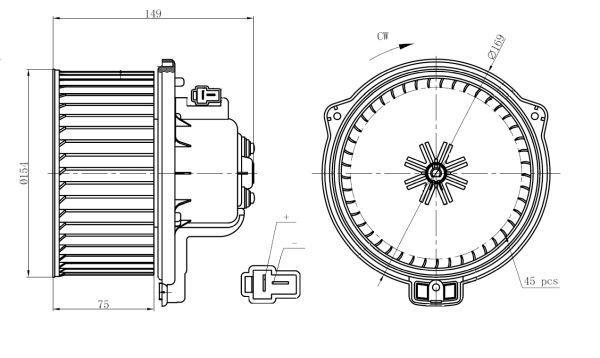 Pulseur d'air habitacle (Ventilateur habitacle) NRF B.V. ref. 34301