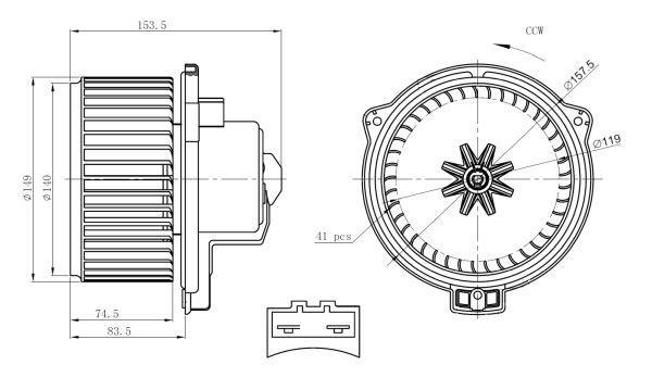 Pulseur d'air habitacle (Ventilateur habitacle) NRF B.V. 34304